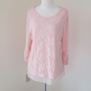 STYLE & CO Size L lace overlay top